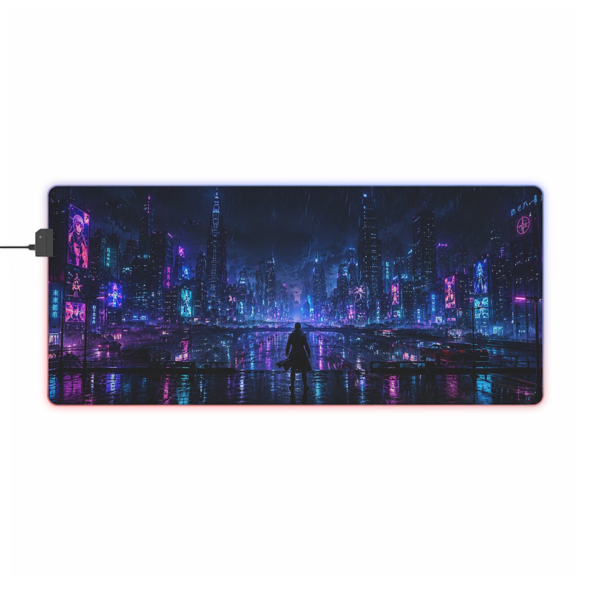 Cyberpunk City LED Gaming Mouse Pad — RGB Waterproof Extended Desk Mat